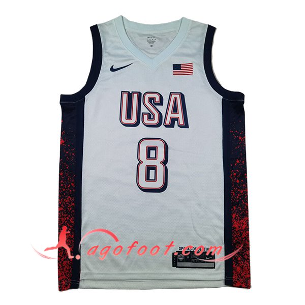 Maillot USA (LEONARD #8) 2024/25 Blanc/Noir/Rouge