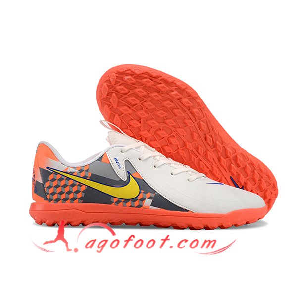 Nike Chaussures de Foot PHANTOM GX II CLUB TF Blanc/Orange/Gris
