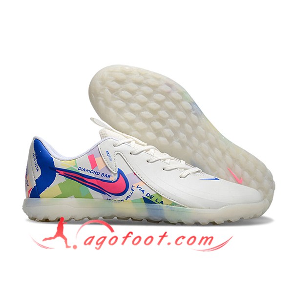 Nike Chaussures de Foot PHANTOM GX II CLUB TF Blanc/Vert/Rose