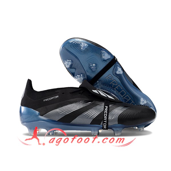 Adidas Chaussures de Foot Predator Elite Tongue FG Noir/Gris/Bleu