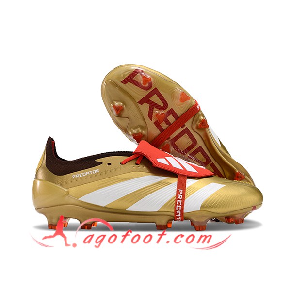 Adidas Chaussures de Foot Predator Elite Tongue FG Jaune/Blanc