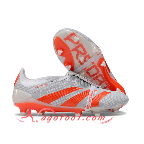 Adidas Chaussures de Foot Predator Elite Tongue FG Gris/Orange -02