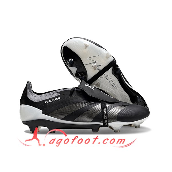Adidas Chaussures de Foot Predator Elite Tongue FG Noir/Gris -07