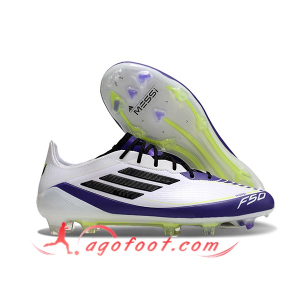 Adidas Chaussures de Foot F50 ELITE FG Blanc/Noir/Pourpre