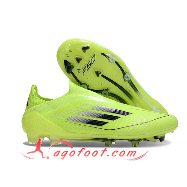 Adidas Chaussures de Foot F50 Elite Laceless FG Jaune/Noir