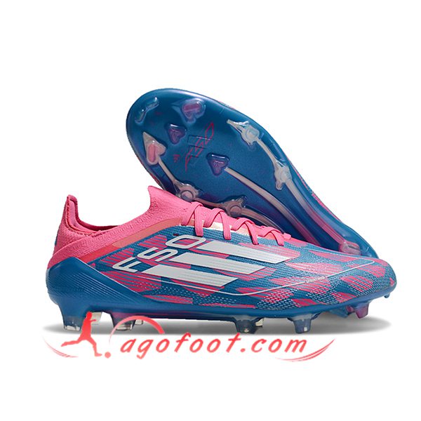 Adidas Chaussures de Foot F50 Elite FG Rose/Bleu/Blanc -02