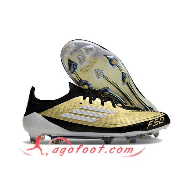 Adidas Chaussures de Foot F50 Elite FG Jaune/Noir/Blanc -02