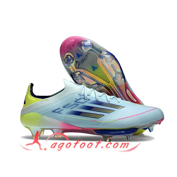 Adidas Chaussures de Foot F50 Elite FG Bleu/Noir/Jaune