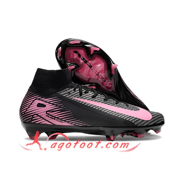 Nike Chaussures de Foot Air Zoom Mercurial Superfly IIX Elite FG Noir/Rose