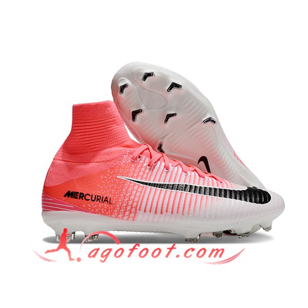 Nike Chaussures de Foot Zoom Superfly 5 Elite FG Blanc/Orange/Noir