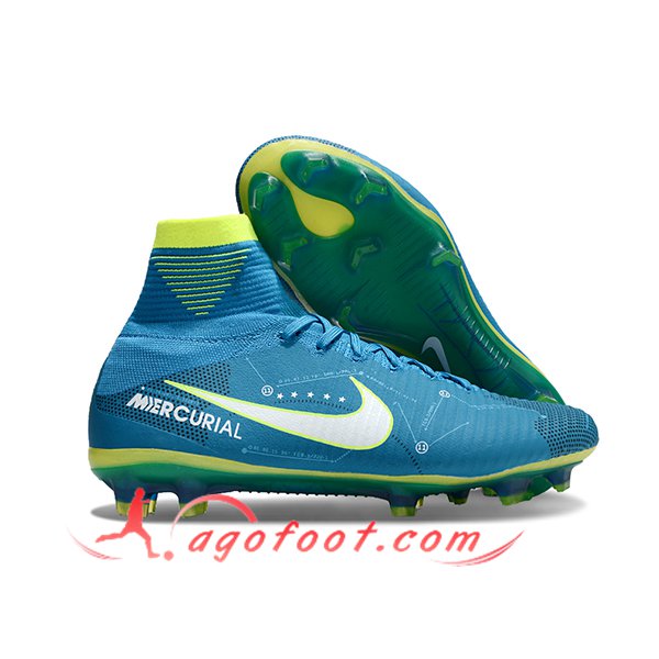 Nike Chaussures de Foot Zoom Superfly 5 Elite FG Bleu/Blanc/Vert