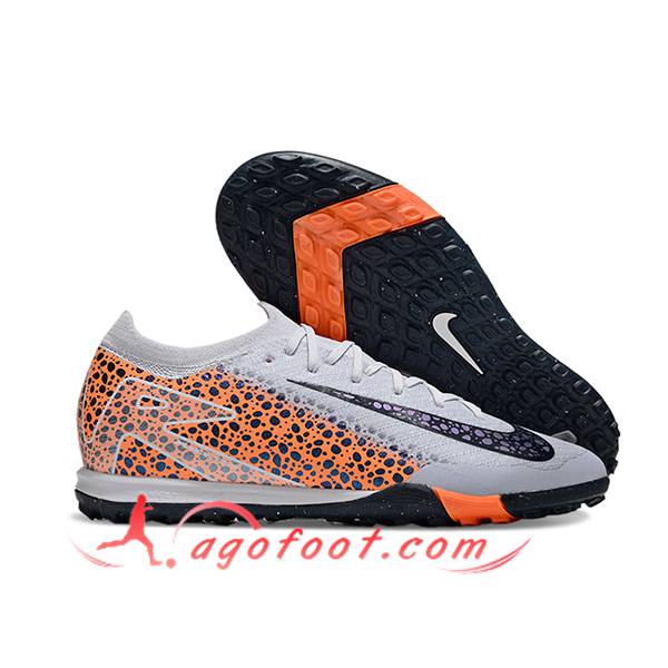 Nike Chaussures de Foot Air Zoom Mercurial Vapor XVI Elite TF Gris/Orange/Noir