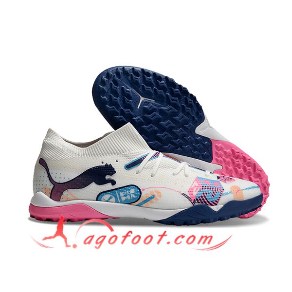 PUMA Chaussures de Foot FUTURE 7 ULTIMATE TF Blanc/Rose/Bleu