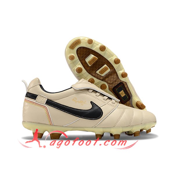 Nike Chaussures de Foot Tiempo Legend R10 Elite FG Beige/Noir/Brun