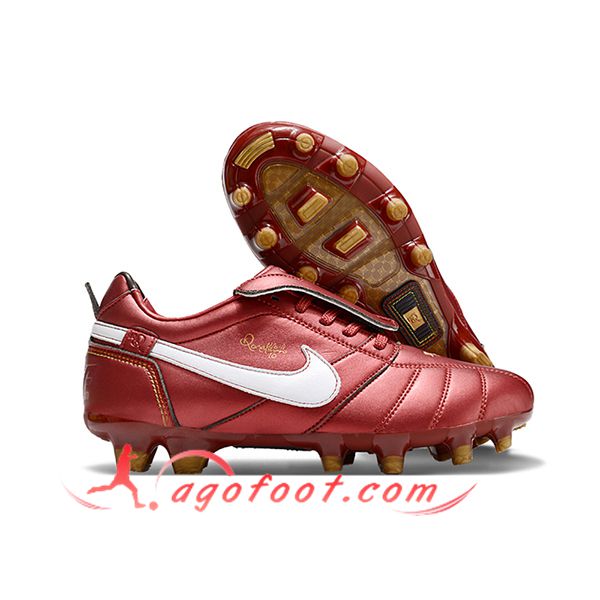 Nike Chaussures de Foot Tiempo Legend R10 Elite FG Rouge/Blanc