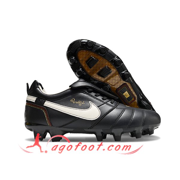 Nike Chaussures de Foot Tiempo Legend R10 Elite FG Blanc/Noir