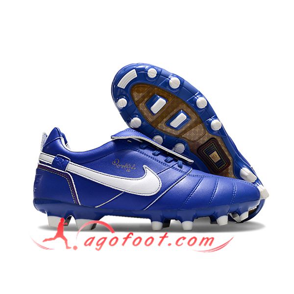 Nike Chaussures de Foot Tiempo Legend R10 Elite FG Bleu/Blanc