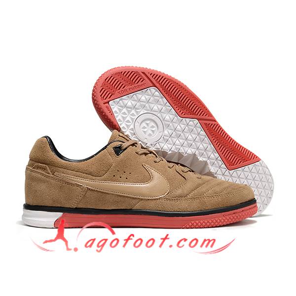 Nike Chaussures de Foot Gato IC Brun/Rouge