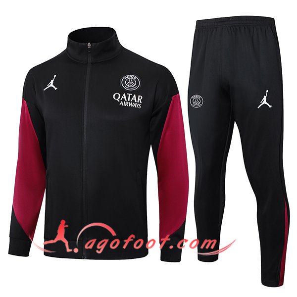 Ensemble Survetement de Foot Veste Foot PSG Noir/Rouge 2024/2025 -02