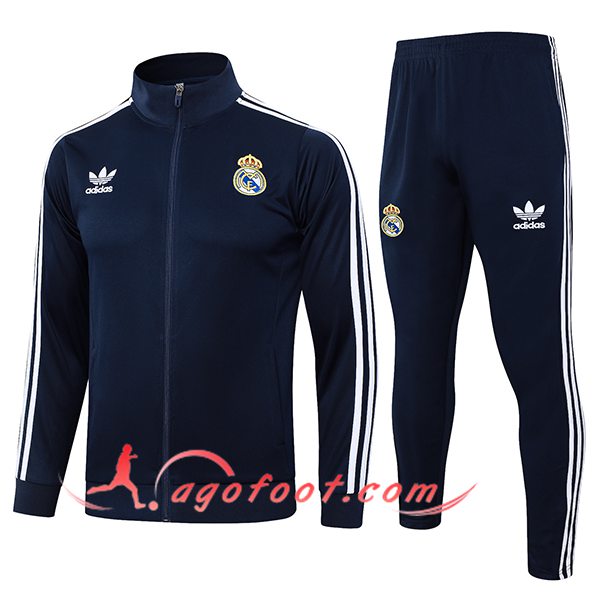 Ensemble Survetement de Foot Veste Foot Real Madrid Bleu Royal 2024/2025