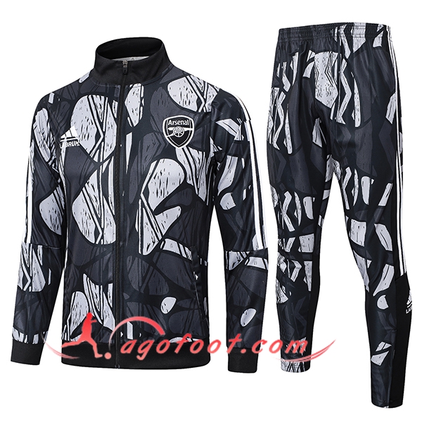 Ensemble Survetement de Foot Veste Foot Arsenal Noir/Gris 2024/2025