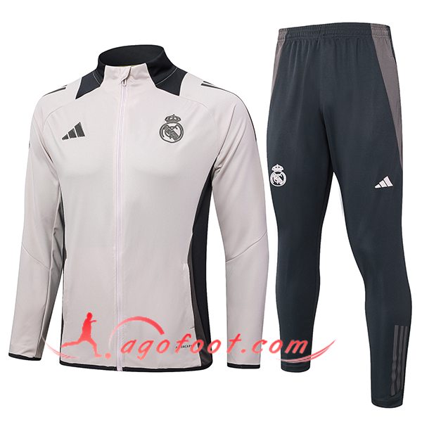 Ensemble Survetement de Foot Veste Foot Real Madrid Rose/Gris 2024/2025