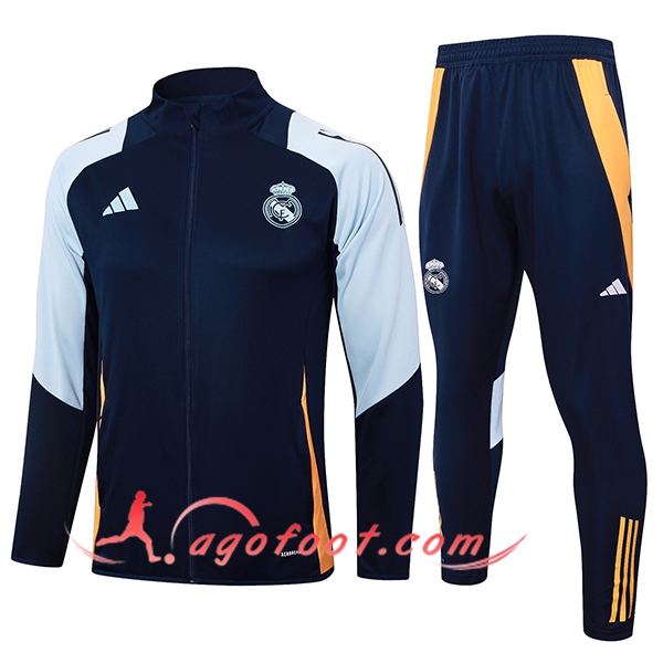 Ensemble Survetement de Foot Veste Foot Real Madrid Bleu Foncé 2024/2025