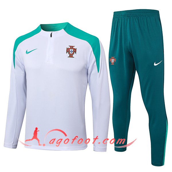 Ensemble Survetement de Foot Portugal Blanc/Vert 2024/2025 -03