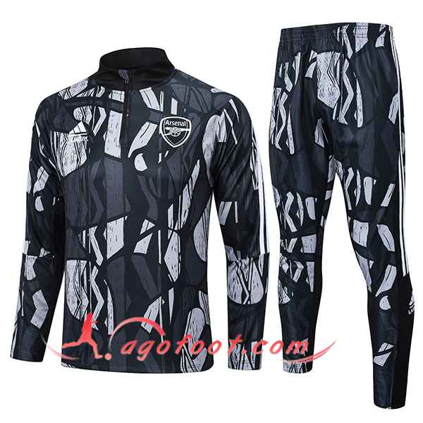 Ensemble Survetement de Foot Arsenal Noir/Gris 2024/2025