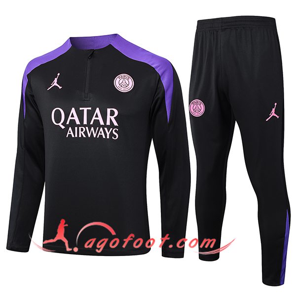 Ensemble Survetement de Foot PSG Noir/Pourpre 2024/2025 -02