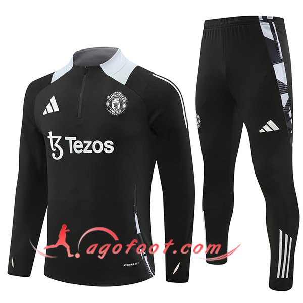 Ensemble Survetement de Foot Manchester United Noir/Gris 2024/2025 -03