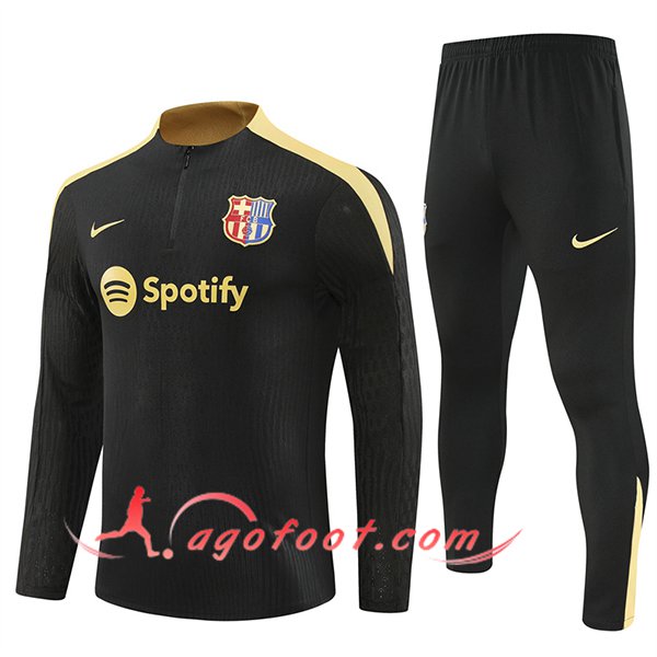Ensemble Survetement de Foot FC Barcelone Noir/Jaune 2024/2025