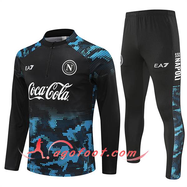 Ensemble Survetement de Foot SSC Naples Noir/Bleu 2024/2025