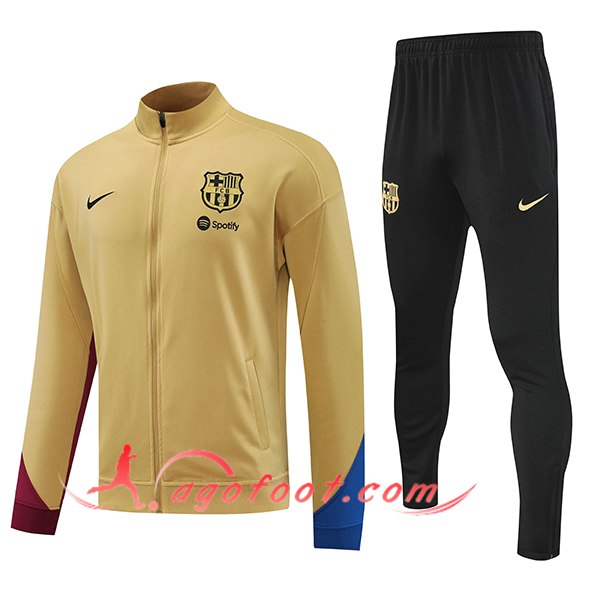 Ensemble Survetement de Foot FC Barcelone Brun/Bleu/Rouge 2024/2025 -02