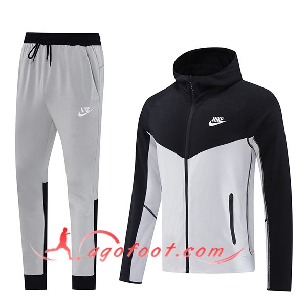 Ensemble Survetement Veste A Capuche Coupe-Vent Nike Gris/Noir 2024/2025