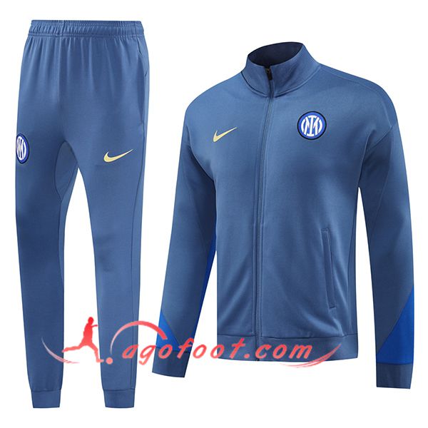 Ensemble Survetement de Foot Veste Foot Inter Milan Bleu 2024/2025