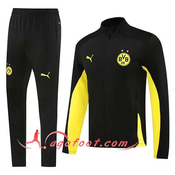 Ensemble Survetement de Foot Veste Foot Dortmund Noir/Jaune 2024/2025