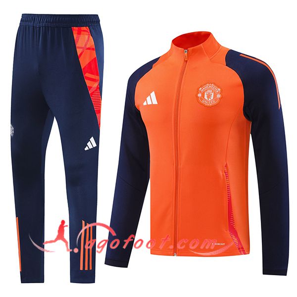 Ensemble Survetement de Foot Veste Foot Manchester United Orange/Pourpre 2024/2025