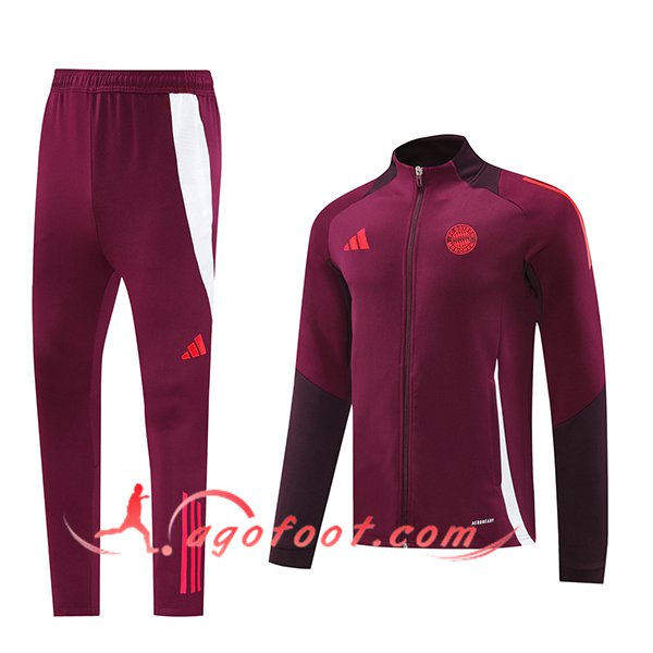 Ensemble Survetement de Foot Veste Foot Bayern Munich Rouge 2024/2025 -02