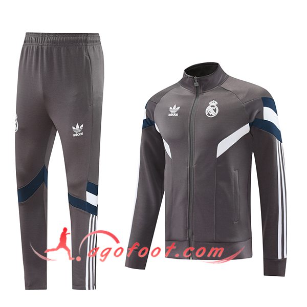 Ensemble Survetement de Foot Veste Foot Real Madrid Gris 2024/2025