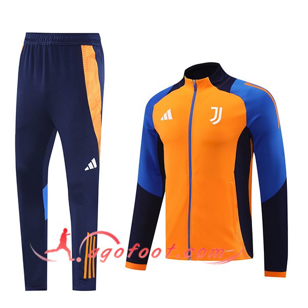 Ensemble Survetement de Foot Veste Foot Juventus Orange/Bleu 2024/2025 -02