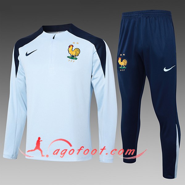 Ensemble Survetement de Foot France Enfant Bleu Clair 2024/2025 -02