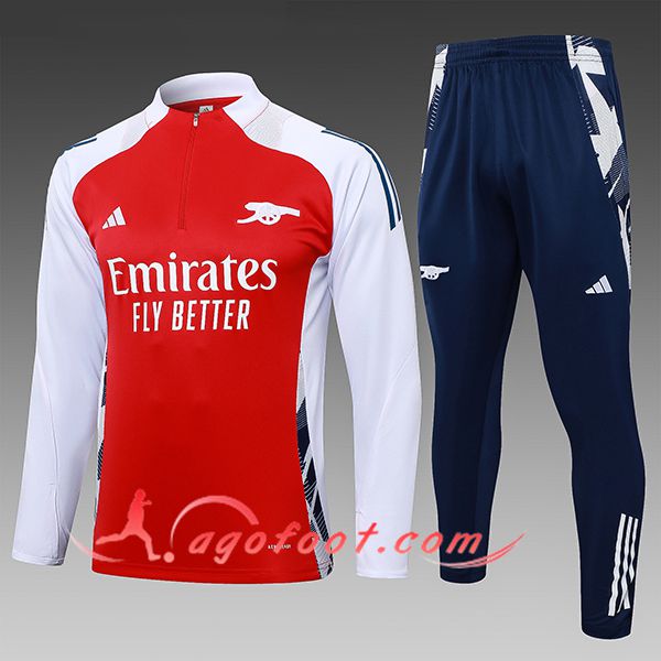 Ensemble Survetement de Foot Arsenal Enfant Rouge/Blanc 2024/2025 -02