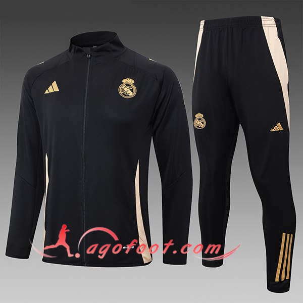 Ensemble Survetement de Foot Real Madrid Enfant Noir/Jaune 2024/2025 -04