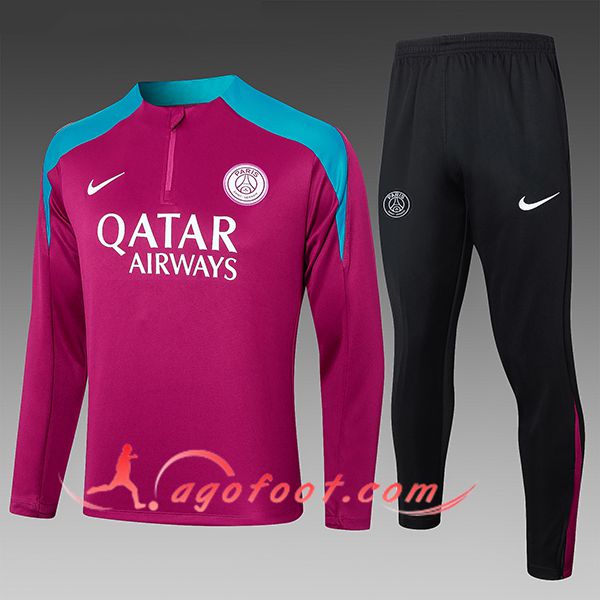 Ensemble Survetement de Foot PSG Enfant Pourpre/Bleu 2024/2025