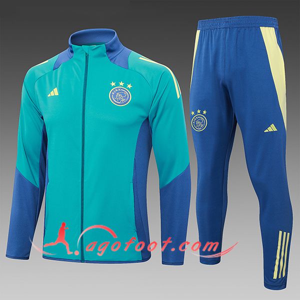 Ensemble Survetement de Foot Ajax Enfant Vert/Bleu 2024/2025