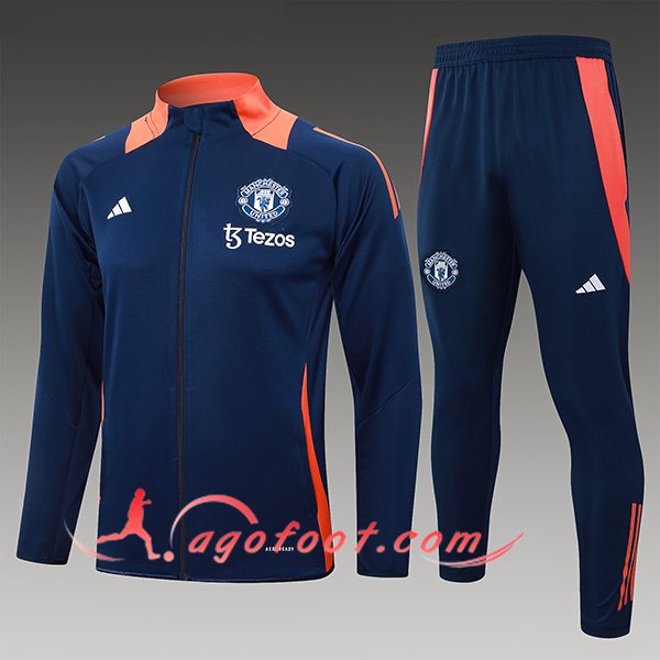 Ensemble Survetement de Foot Manchester United Enfant Bleu/Orange 2024/2025 -05