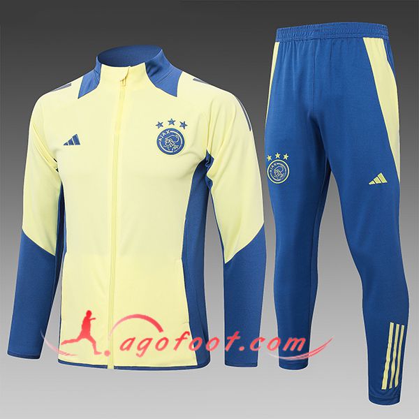 Ensemble Survetement de Foot Ajax Enfant Jaune/Bleu 2024/2025 -02