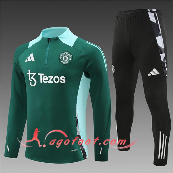 Ensemble Survetement de Foot Manchester United Enfant Vert/Bleu 2024/2025