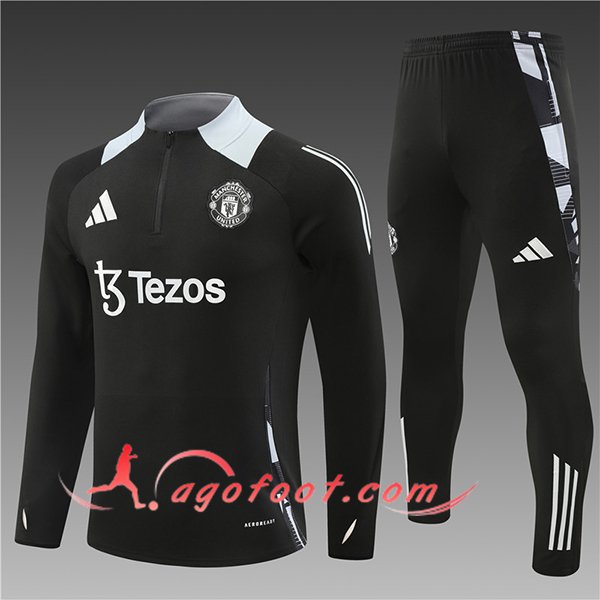 Ensemble Survetement de Foot Manchester United Enfant Noir/Gris 2024/2025 -02